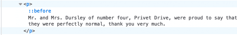 pseudo-element before showing in dev tools but not on the dom