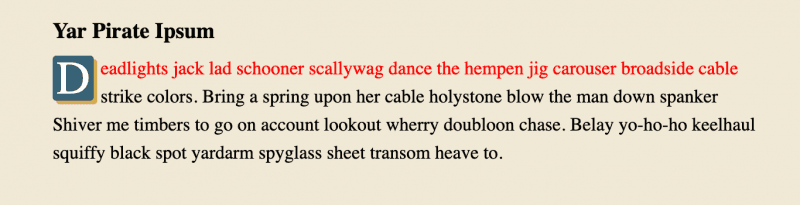 first-letter and first-line pseudo-elements effects on p element