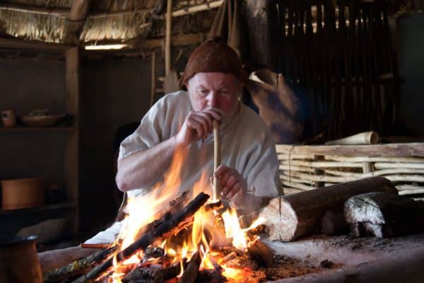 Man making a fire